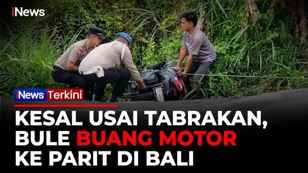 Bule Rusia Ngamuk Usai Kecelakaan, Motor Sewaan Dibuang ke Parit di Bali
