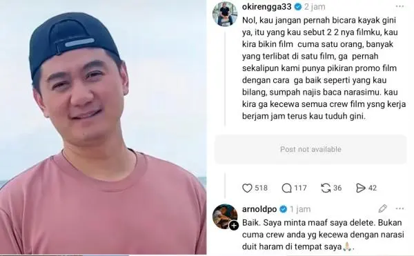 Chef Arnold Hapus Utas dan Minta Maaf usai Disemprot Oki Rengga Gegara Singgung Film