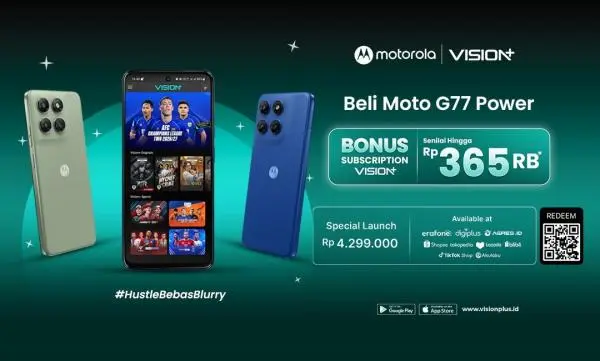 Beli Motorola moto G77 Power, Bonus Subscription VISION+ untuk Streaming Konten Favorit!