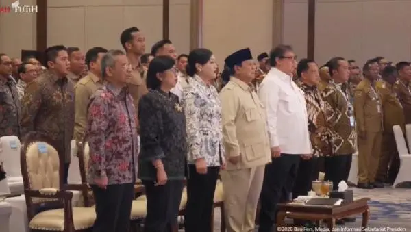 Prabowo Hadiri Rakornas Tim Percepatan Akses Keuangan Daerah di Kemayoran