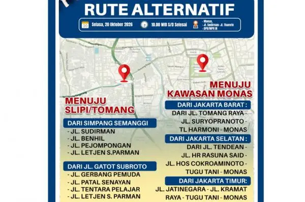 Demo 2 Tahun Prabowo-Gibran, Ini Daftar Jalan Jakarta yang Rawan Macet dan Rute Alternatif