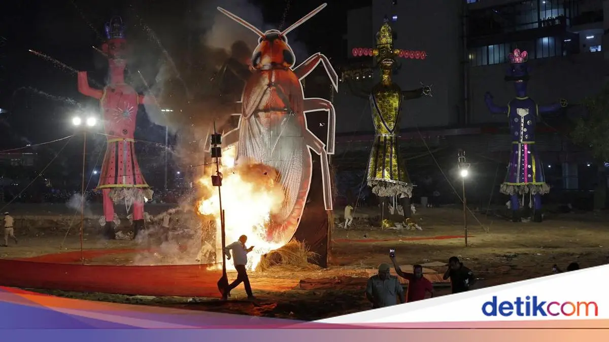 Cara Warga India Kampanye Kebersihan: Bakar Patung Kecoa Raksasa